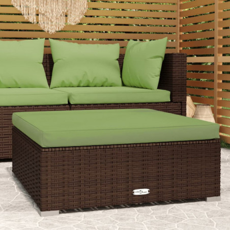 Gartenhocker mit Kissen Braun 70x70x30 cm Poly Rattan