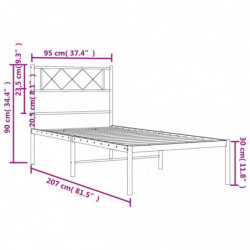 Bettgestell mit Kopfteil Metall Schwarz 90x200 cm