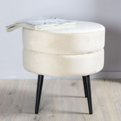 Venture Home Hocker Pot 40x40x40 cm Samt Schwarz und Hellbeige