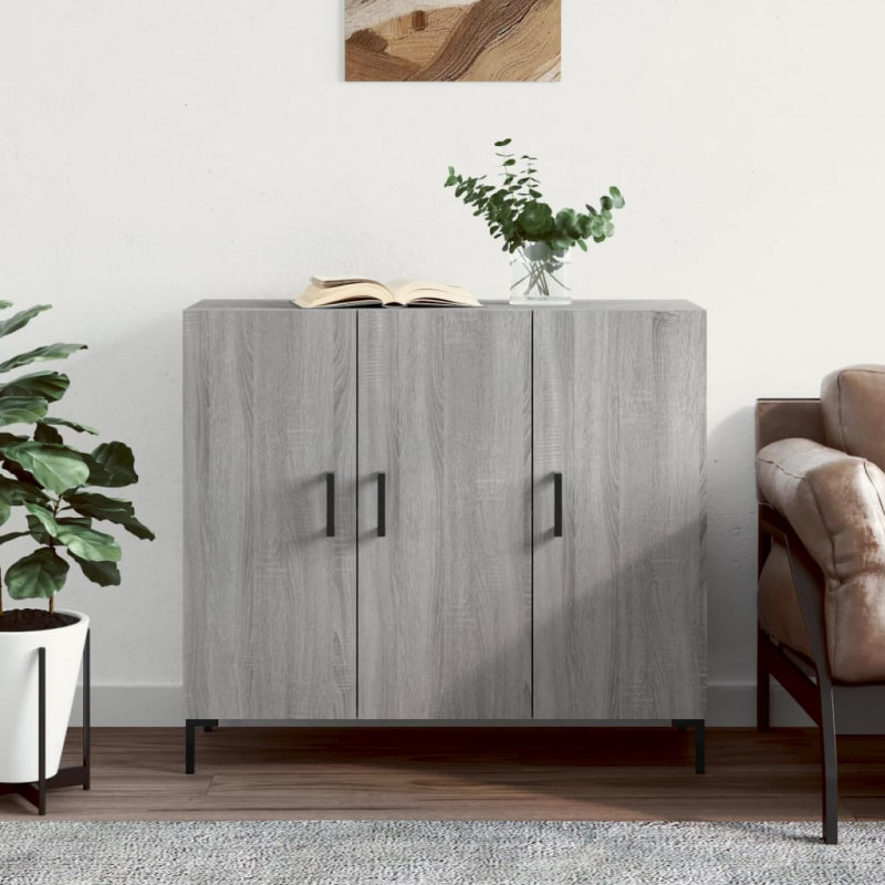 Sideboard Grau Sonoma 90x34x80 cm Holzwerkstoff