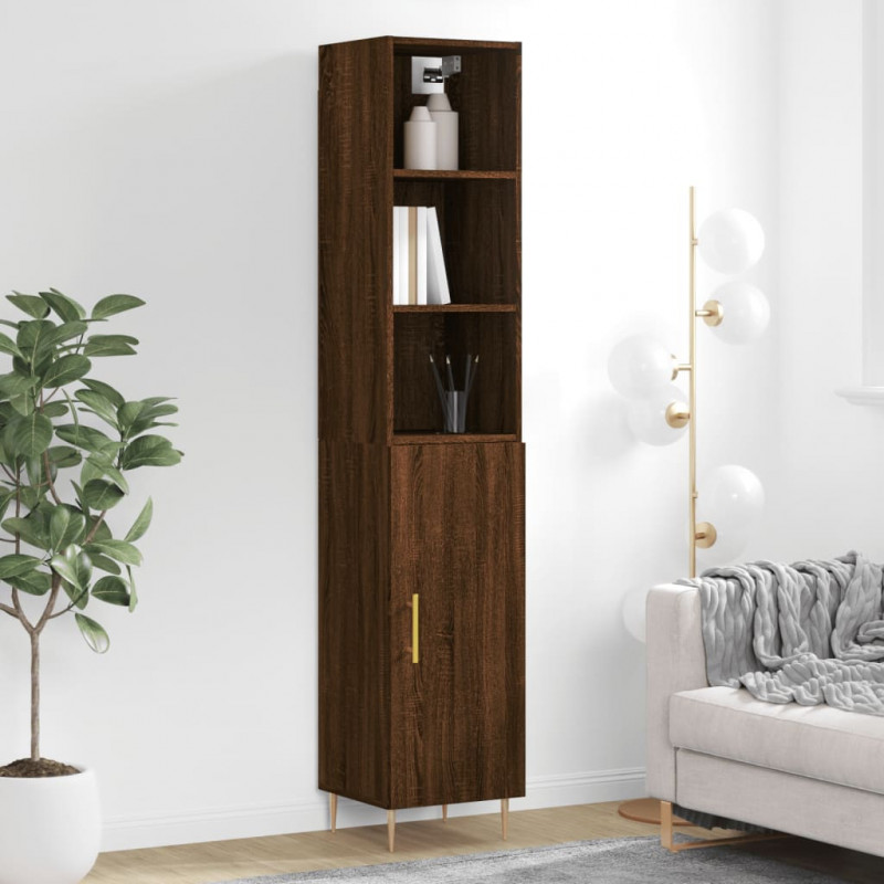 Highboard Braun Eichen-Optik 34,5x34x180 cm Holzwerkstoff