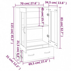 Highboard Schwarz 70x31x115 cm Holzwerkstoff