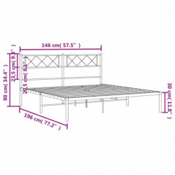 Bettgestell mit Kopfteil Metall Schwarz 140x190 cm