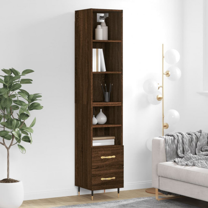 Highboard Braun Eichen-Optik 34,5x34x180 cm Holzwerkstoff