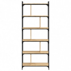 Bücherregal 6 Böden Sonoma-Eiche 76x32x192 cm Holzwerkstoff