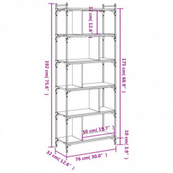 Bücherregal 6 Böden Sonoma-Eiche 76x32x192 cm Holzwerkstoff