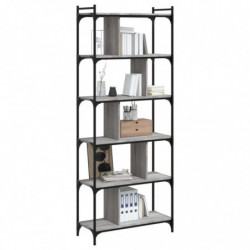 Bücherregal 6 Böden Grau Sonoma 76x32x192 cm Holzwerkstoff