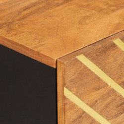 Nachttisch Braun und Schwarz 50x33x60 cm Massivholz Mango