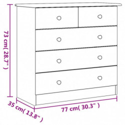 Kommode ALTA Weiß 77x35x73 cm Massivholz Kiefer