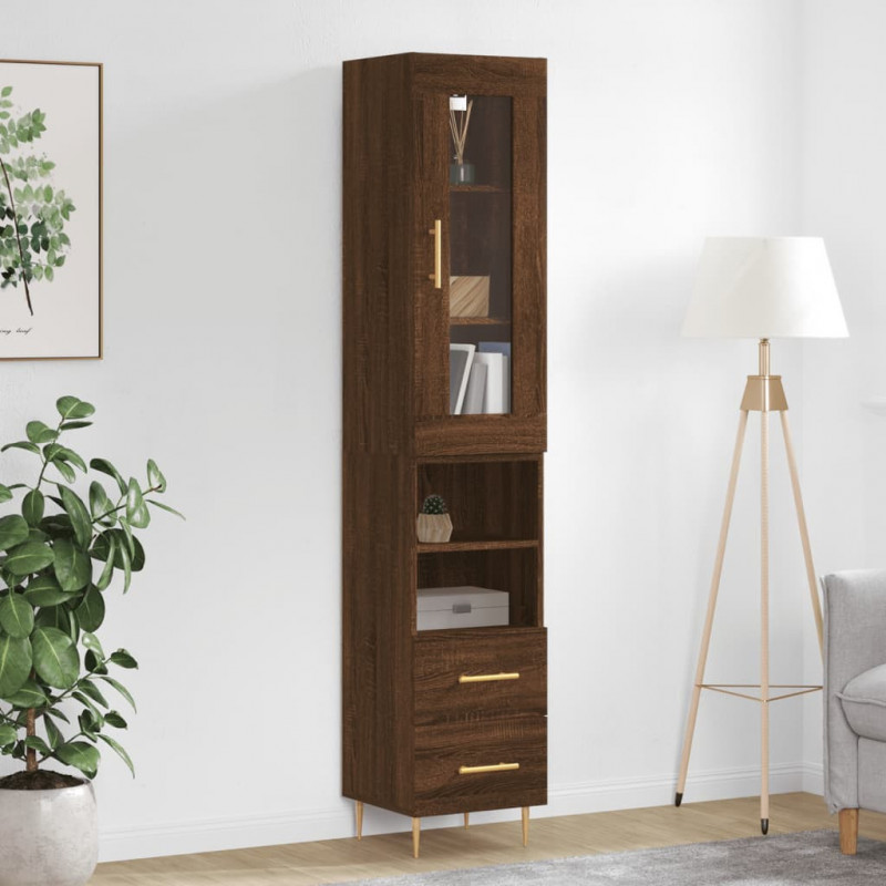 Highboard Braun Eichen-Optik 34,5x34x180 cm Holzwerkstoff