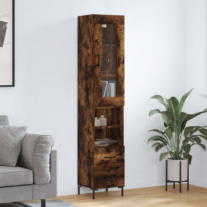 Highboard Räuchereiche 34,5x34x180 cm Holzwerkstoff