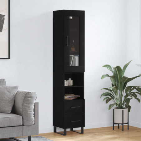 Highboard Schwarz 34,5x34x180 cm Holzwerkstoff