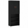 Highboard Schwarz 69,5x34x180 cm Holzwerkstoff