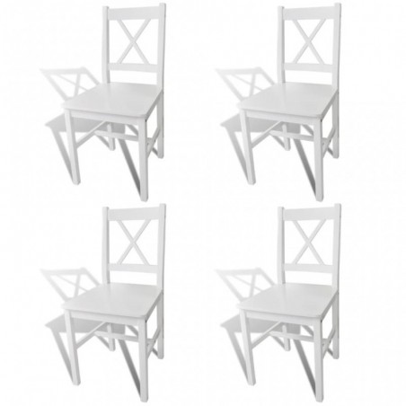 Esszimmerstühle 4 Stk. Weiß Kiefernholz