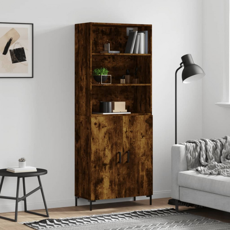 Highboard Räuchereiche 69,5x34x180 cm Holzwerkstoff