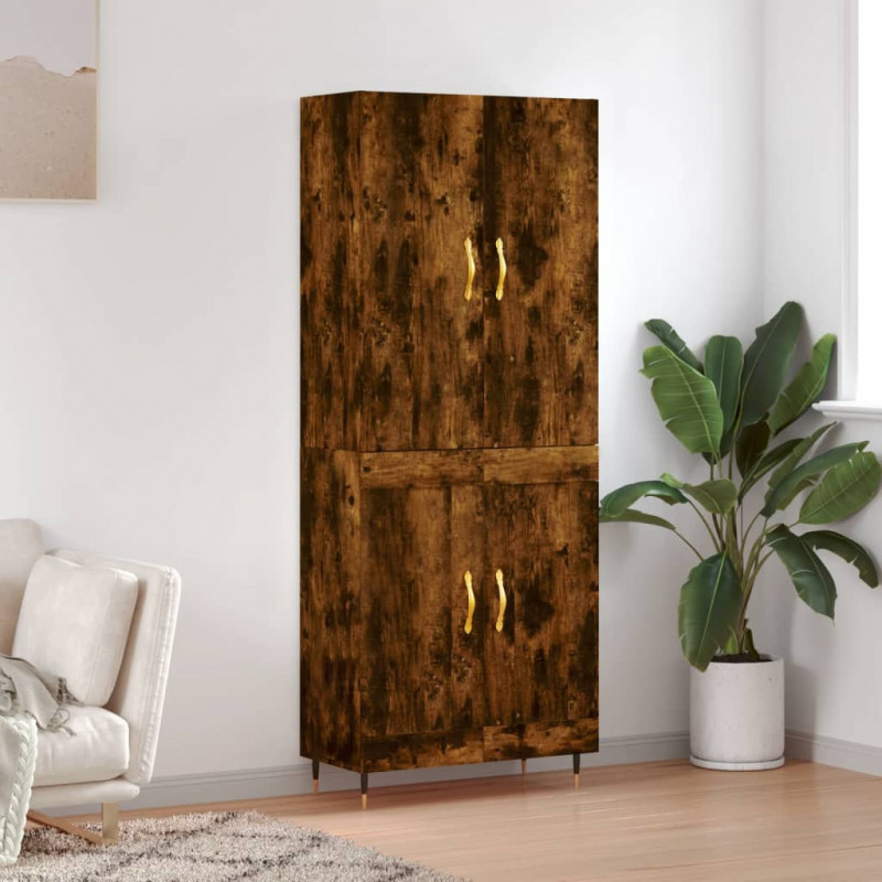 Highboard Räuchereiche 69,5x34x180 cm Holzwerkstoff