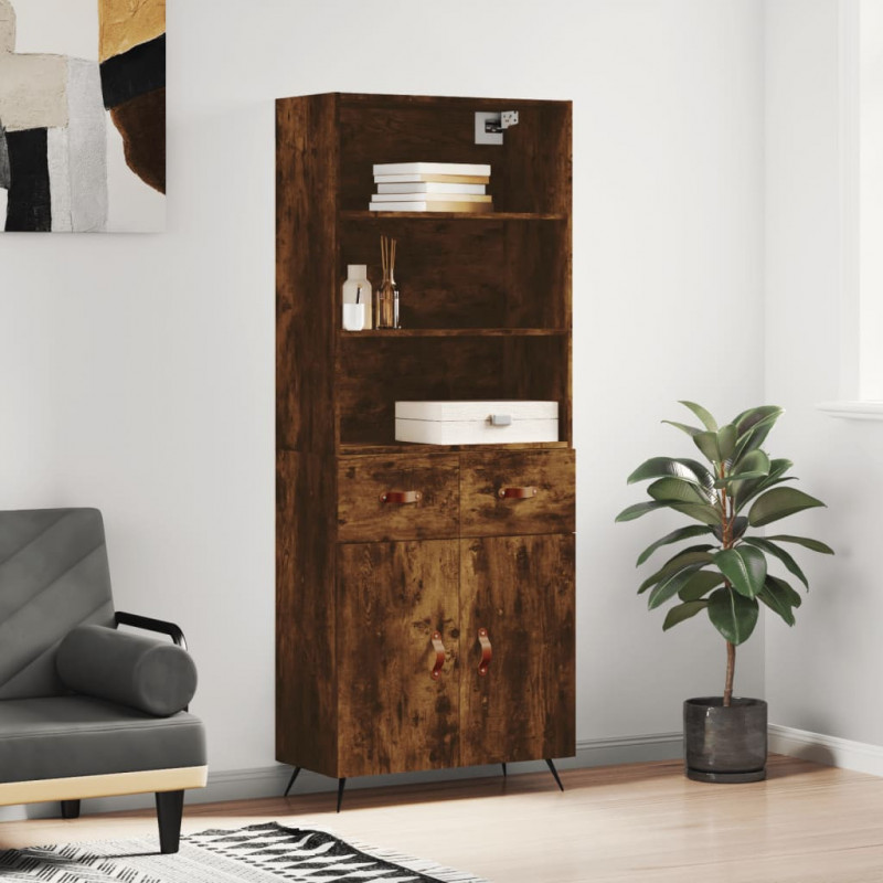 Highboard Räuchereiche 69,5x34x180 cm Holzwerkstoff