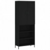 Highboard Schwarz 69,5x34x180 cm Holzwerkstoff