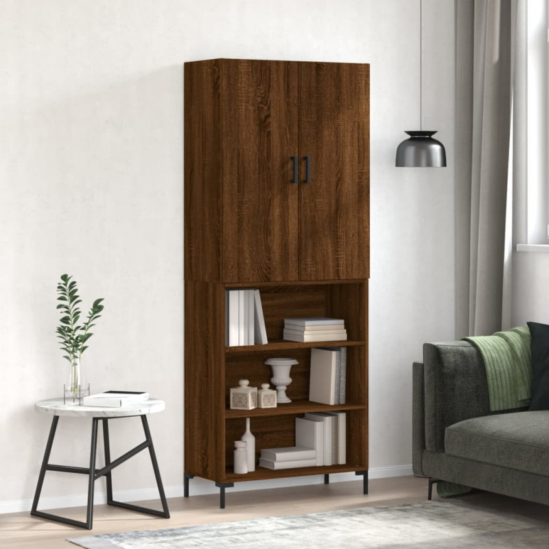 Highboard Braun Eichen-Optik 69,5x34x180 cm Holzwerkstoff