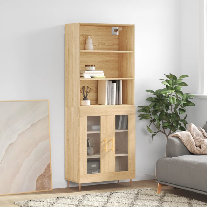 Highboard Sonoma-Eiche 69,5x34x180 cm Holzwerkstoff