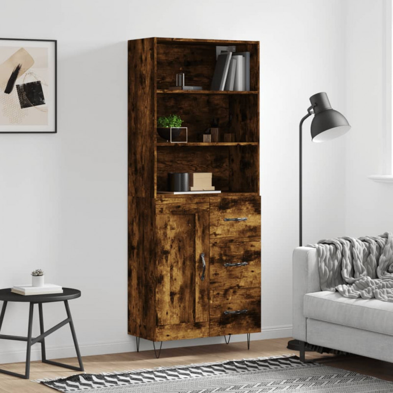 Highboard Räuchereiche 69,5x34x180 cm Holzwerkstoff