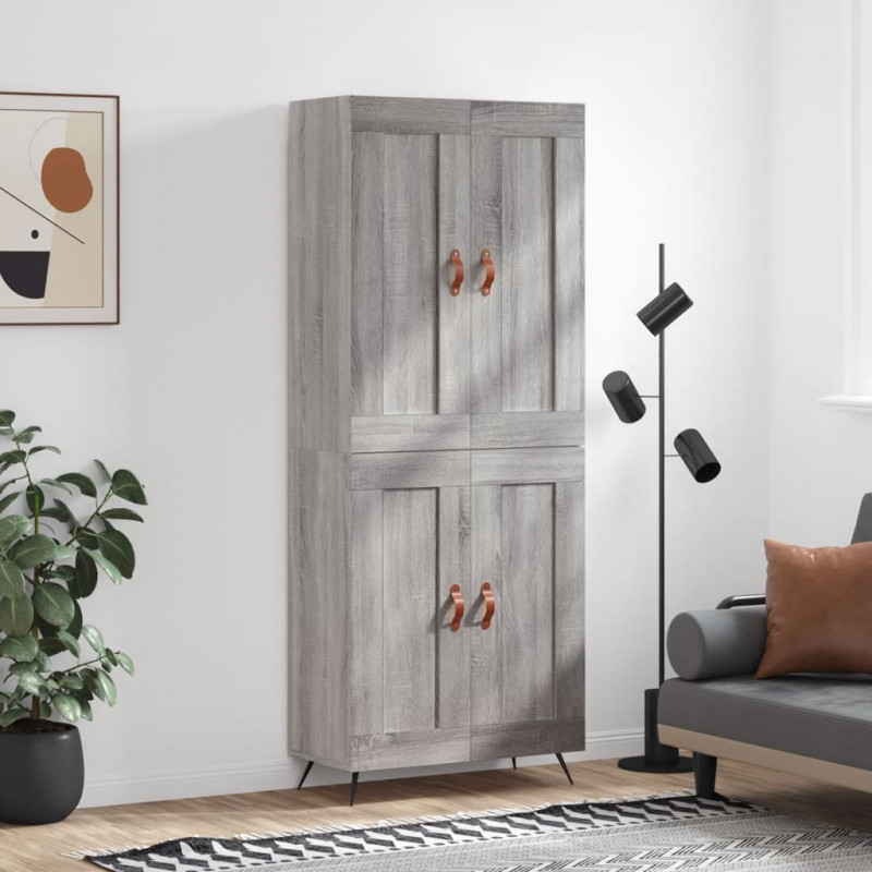 Highboard Grau Sonoma 69,5x34x180 cm Holzwerkstoff