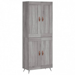 Highboard Grau Sonoma 69,5x34x180 cm Holzwerkstoff