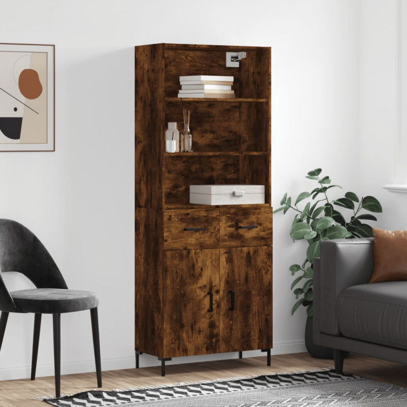 Highboard Räuchereiche 69,5x34x180 cm Holzwerkstoff