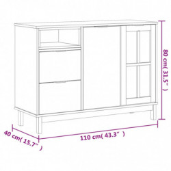 Sideboard mit Glastür FLAM 110x40x80 cm Massivholz Kiefer