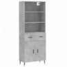 Highboard Betongrau 69,5x34x180 cm Holzwerkstoff