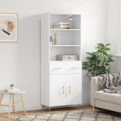 Highboard Hochglanz-Weiß 69,5x34x180 cm Holzwerkstoff