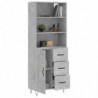 Highboard Betongrau 69,5x34x180 cm Holzwerkstoff