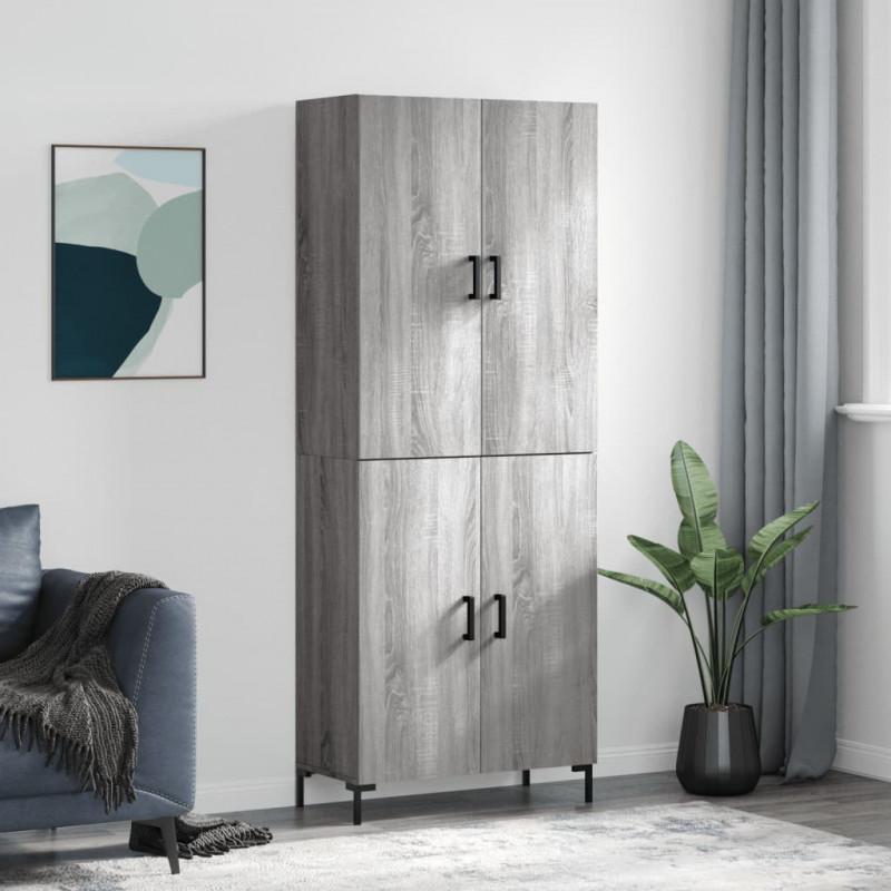 Highboard Grau Sonoma 69,5x34x180 cm Holzwerkstoff