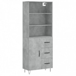 Highboard Betongrau 69,5x34x180 cm Holzwerkstoff