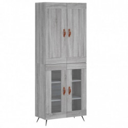 Highboard Grau Sonoma 69,5x34x180 cm Holzwerkstoff