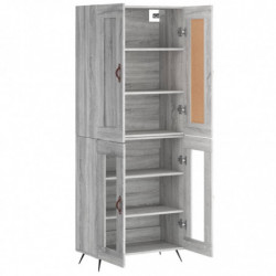 Highboard Grau Sonoma 69,5x34x180 cm Holzwerkstoff