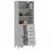 Highboard Betongrau 69,5x34x180 cm Holzwerkstoff