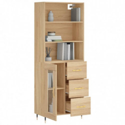 Highboard Sonoma-Eiche 69,5x34x180 cm Holzwerkstoff