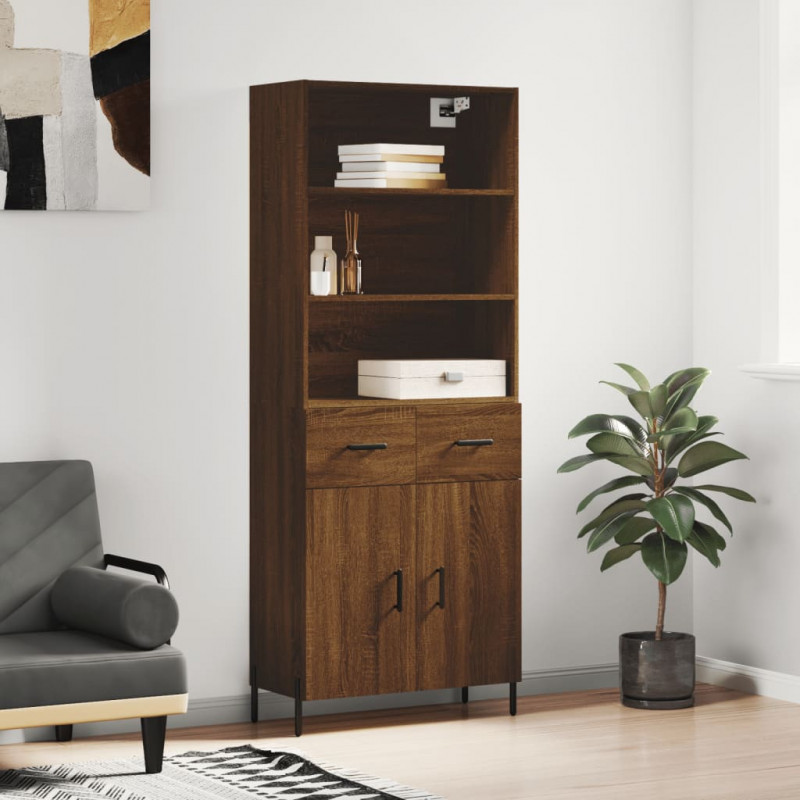 Highboard Braun Eichen-Optik 69,5x34x180 cm Holzwerkstoff