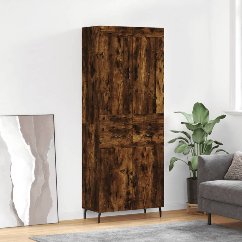 Highboard Räuchereiche 69,5x34x180 cm Holzwerkstoff