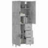 Highboard Betongrau 69,5x34x180 cm Holzwerkstoff