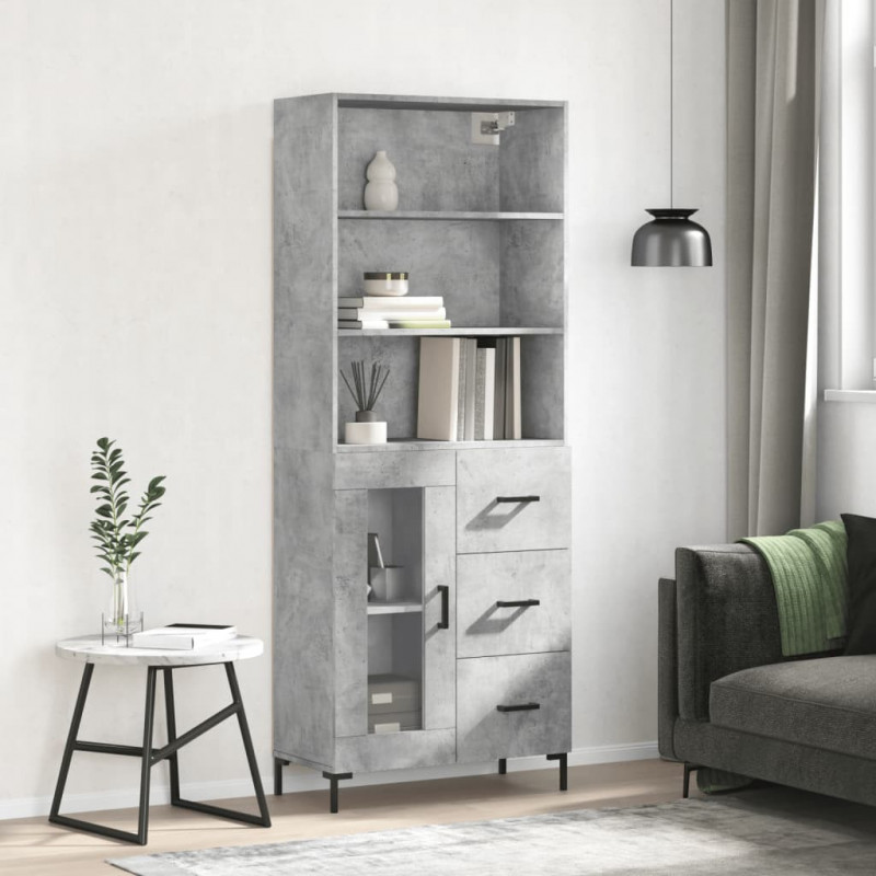 Highboard Betongrau 69,5x34x180 cm Holzwerkstoff