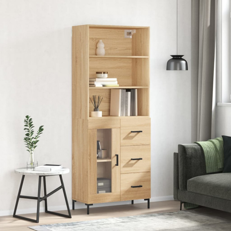 Highboard Sonoma-Eiche 69,5x34x180 cm Holzwerkstoff