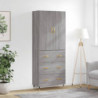 Highboard Grau Sonoma 69,5x34x180 cm Holzwerkstoff