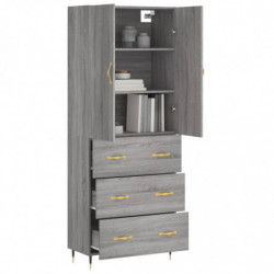 Highboard Grau Sonoma 69,5x34x180 cm Holzwerkstoff