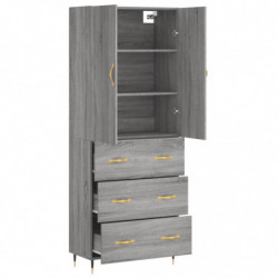 Highboard Grau Sonoma 69,5x34x180 cm Holzwerkstoff