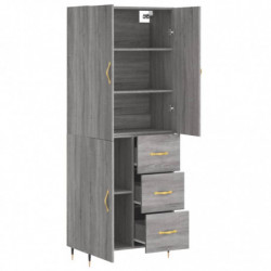 Highboard Grau Sonoma 69,5x34x180 cm Holzwerkstoff