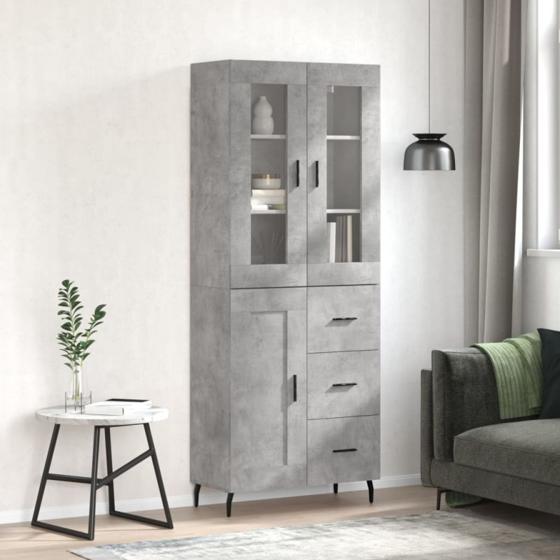 Highboard Betongrau 69,5x34x180 cm Holzwerkstoff