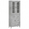 Highboard Betongrau 69,5x34x180 cm Holzwerkstoff