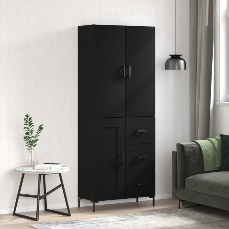 Highboard Schwarz 69,5x34x180 cm Holzwerkstoff